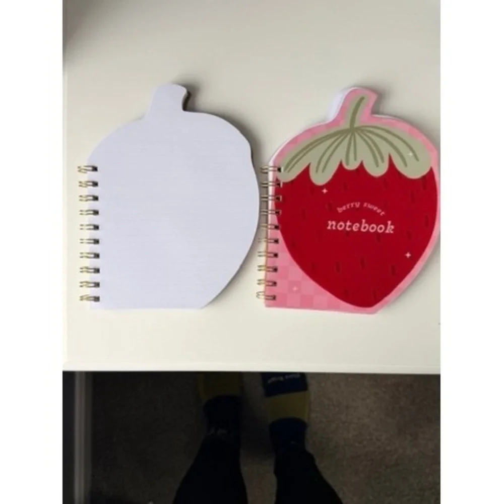 Strawberry Spiral Notebook Set 2pk Red Die Cut Fruit Journal‎ Cute NWT